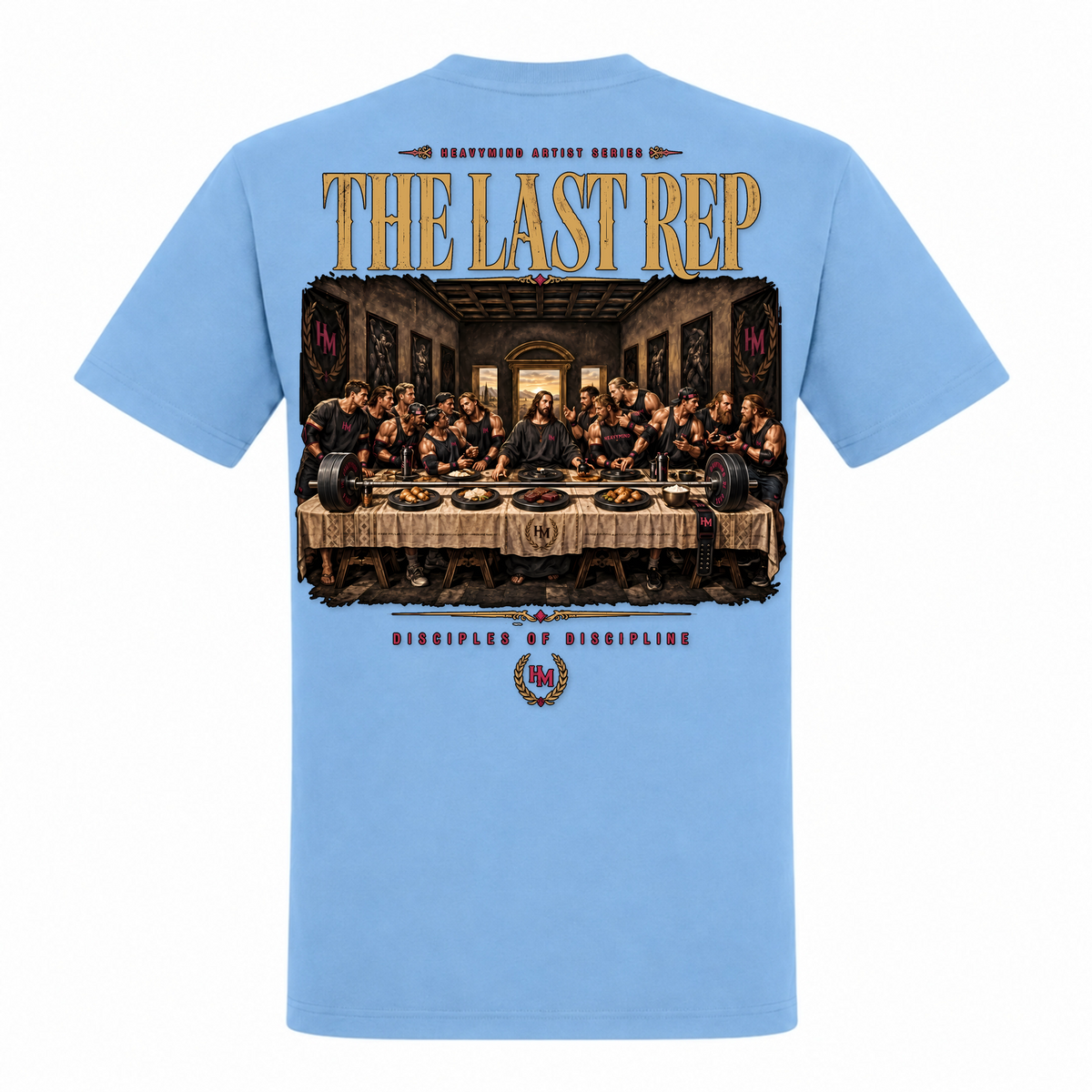 The Last Rep – Heavy Shirt in Sky Blue, Rückansicht | Heavy Mind
