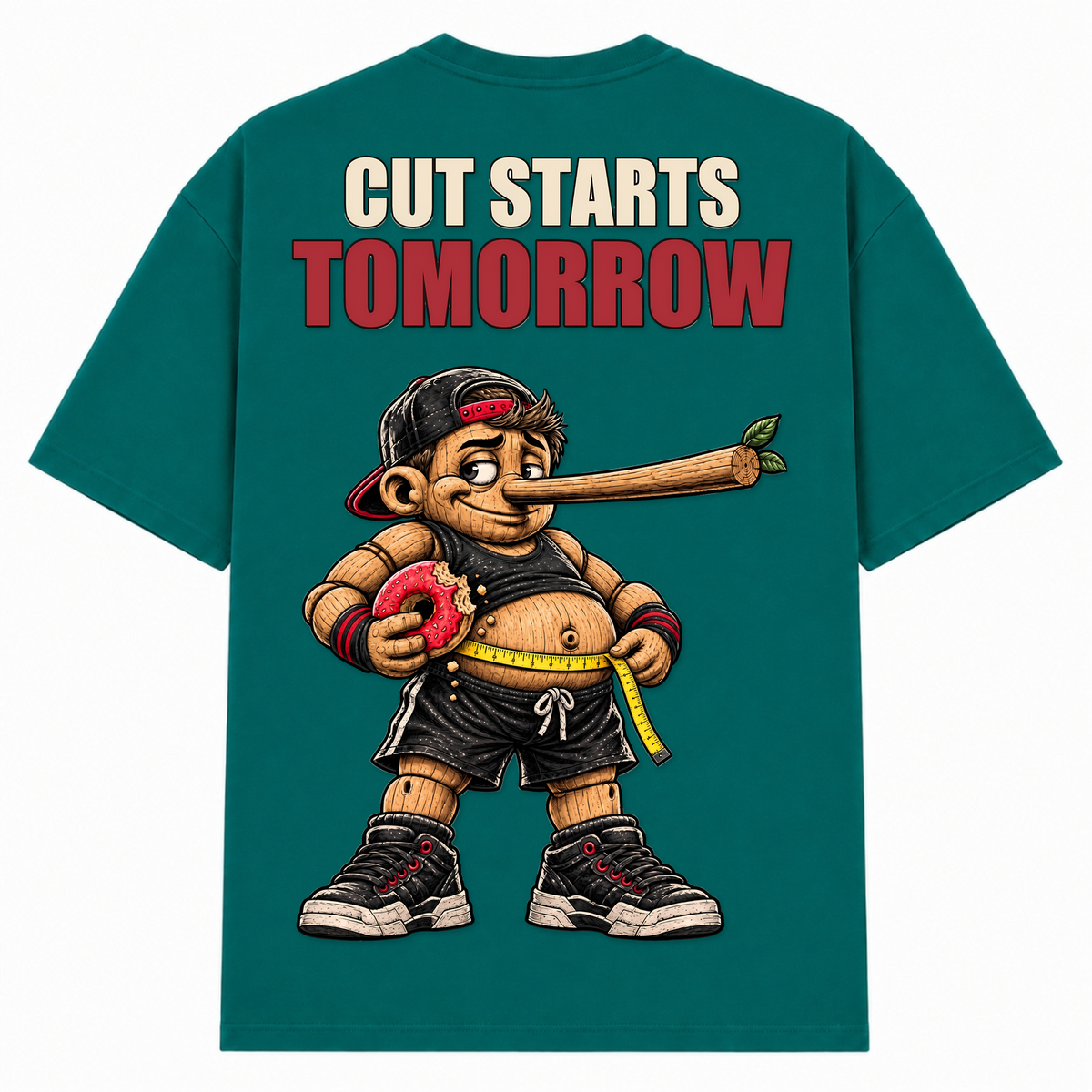 Cut Starts Tomorrow – Oversized Tee in Green, Rückansicht | Heavy Mind