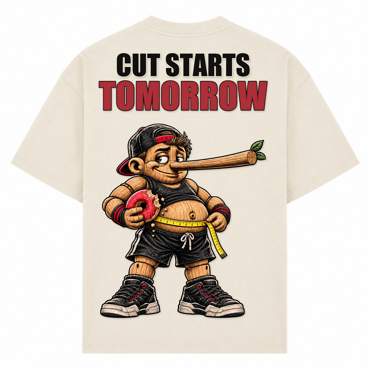 Cut Starts Tomorrow – Oversized Tee in Sand, Rückansicht | Heavy Mind