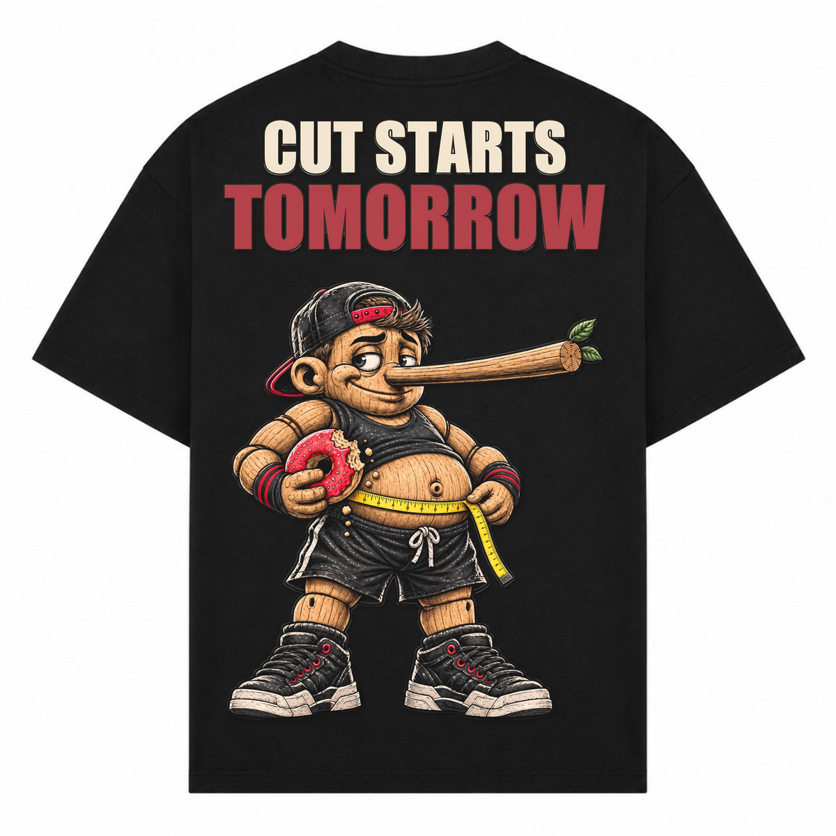 Cut Starts Tomorrow – Oversized Tee in Schwarz, Rückansicht | Heavy Mind