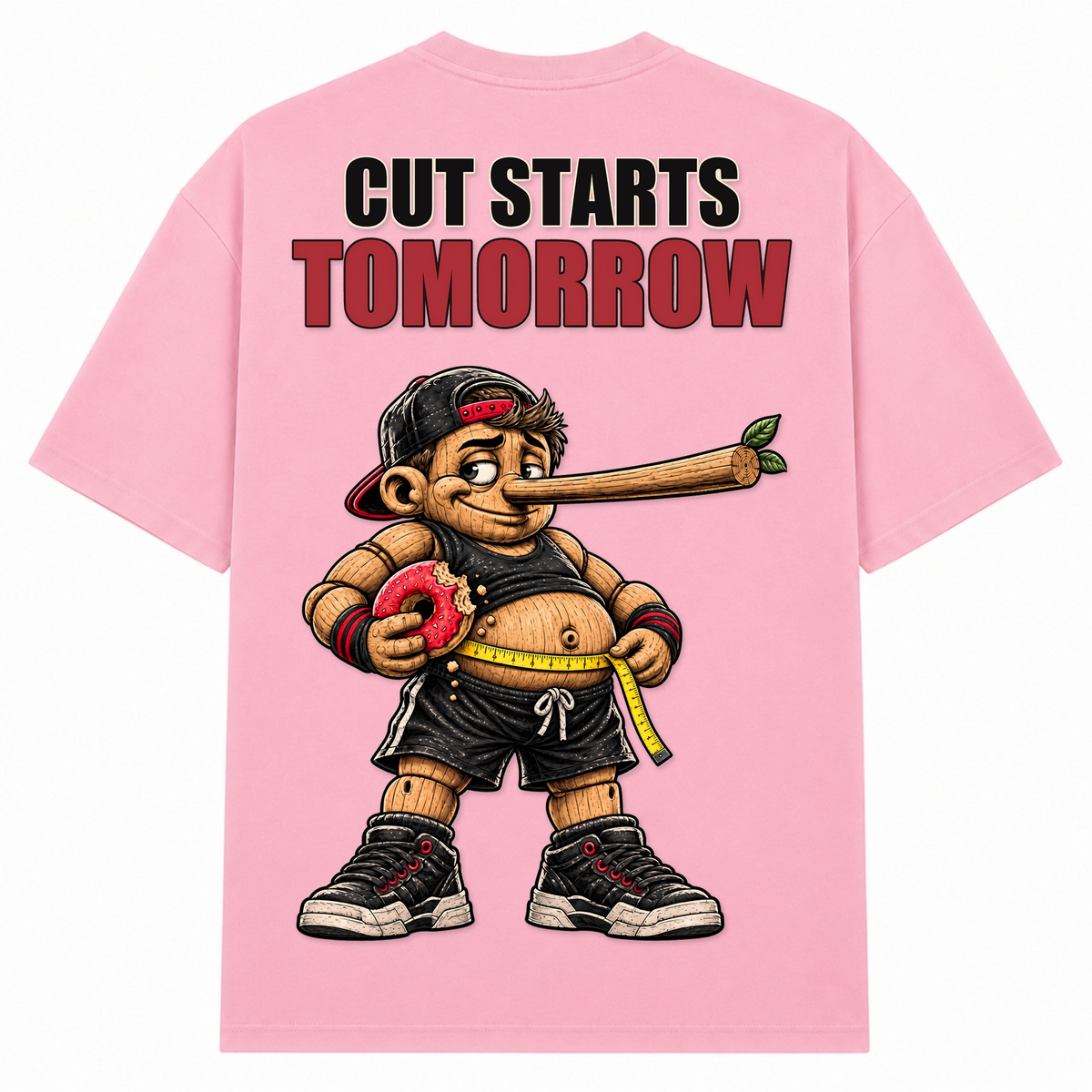 Cut Starts Tomorrow – Oversized Tee in Soft Pink, Rückansicht | Heavy Mind