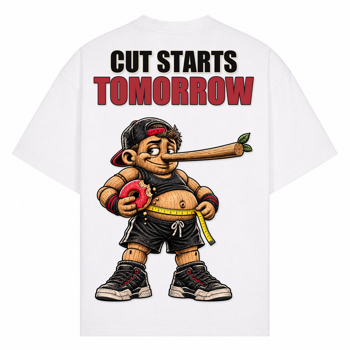 Cut Starts Tomorrow – Oversized Tee in Weiß, Rückansicht | Heavy Mind