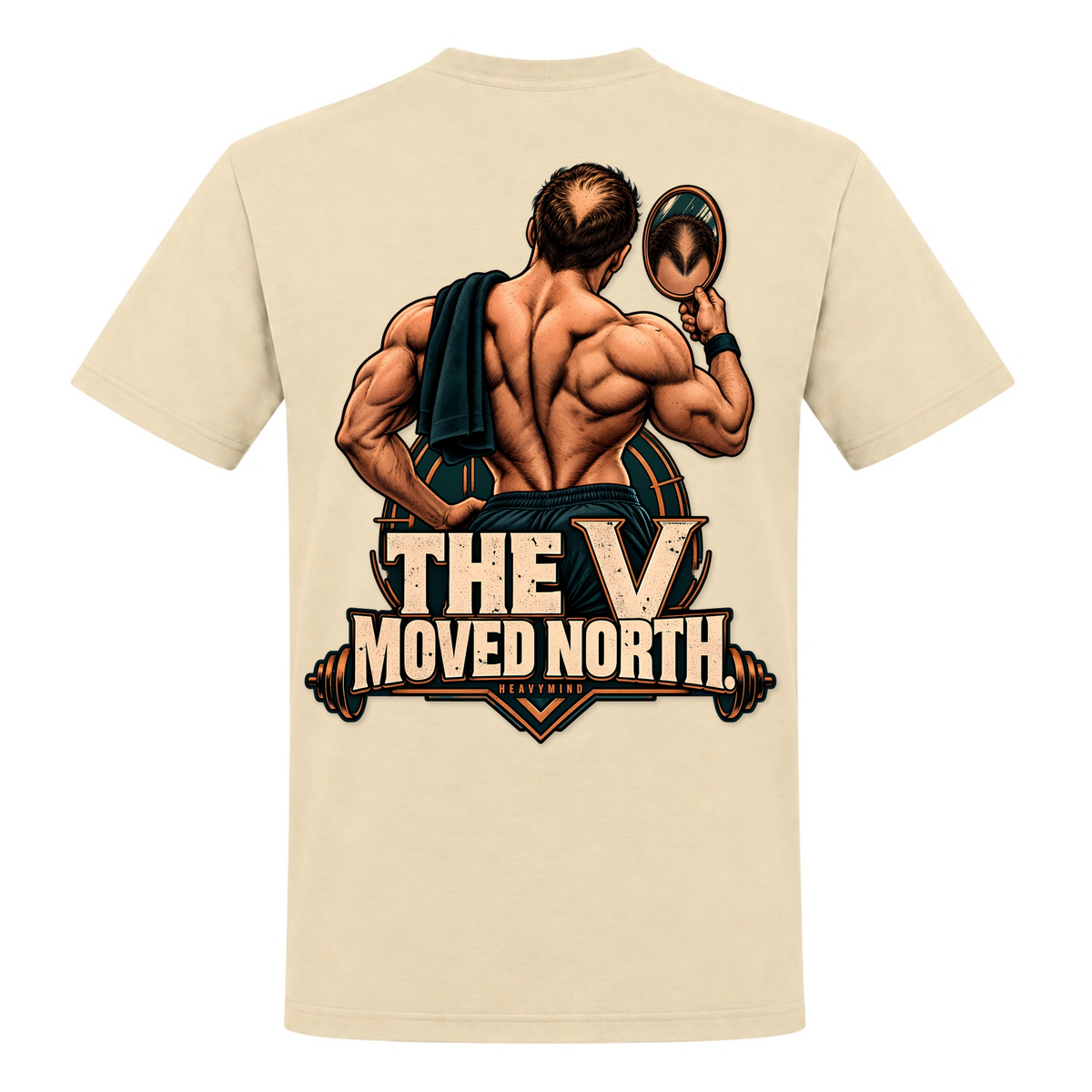 The V Moved North – Heavy Shirt in Natural, Rückansicht | Heavy Mind