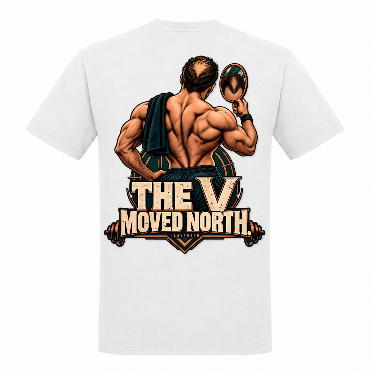 The V Moved North – Heavy Shirt in Weiß, Rückansicht | Heavy Mind