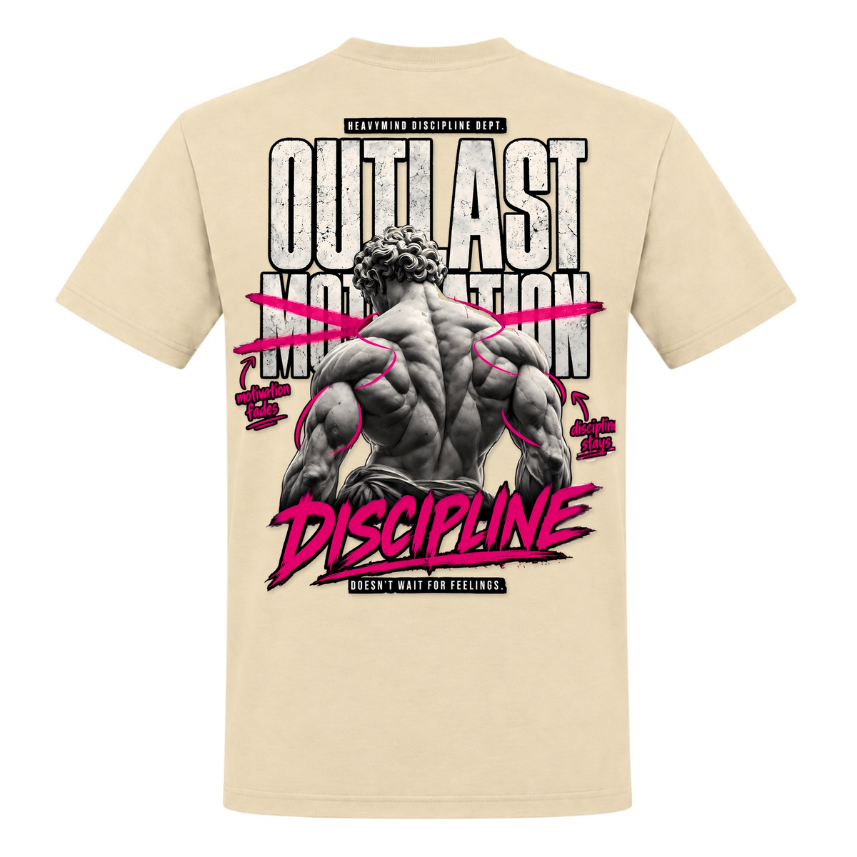 Outlast Motivation – Discipline – Heavy Shirt in Natural, Rückansicht | Heavy Mind