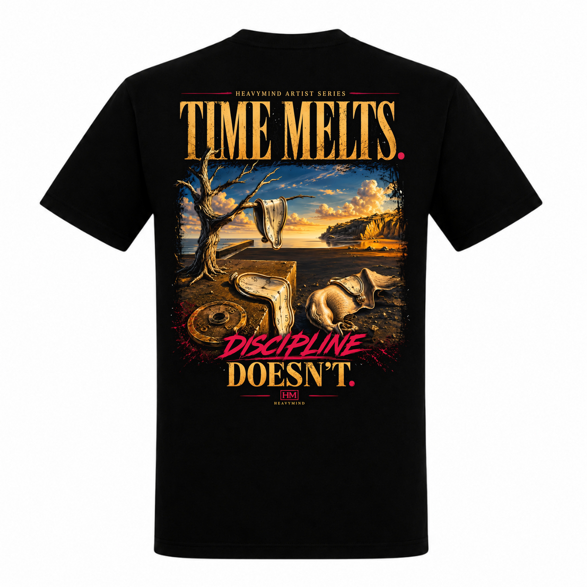 Time Melts, Discipline Doesn't – Heavy Shirt in Schwarz, Rückansicht | Heavy Mind