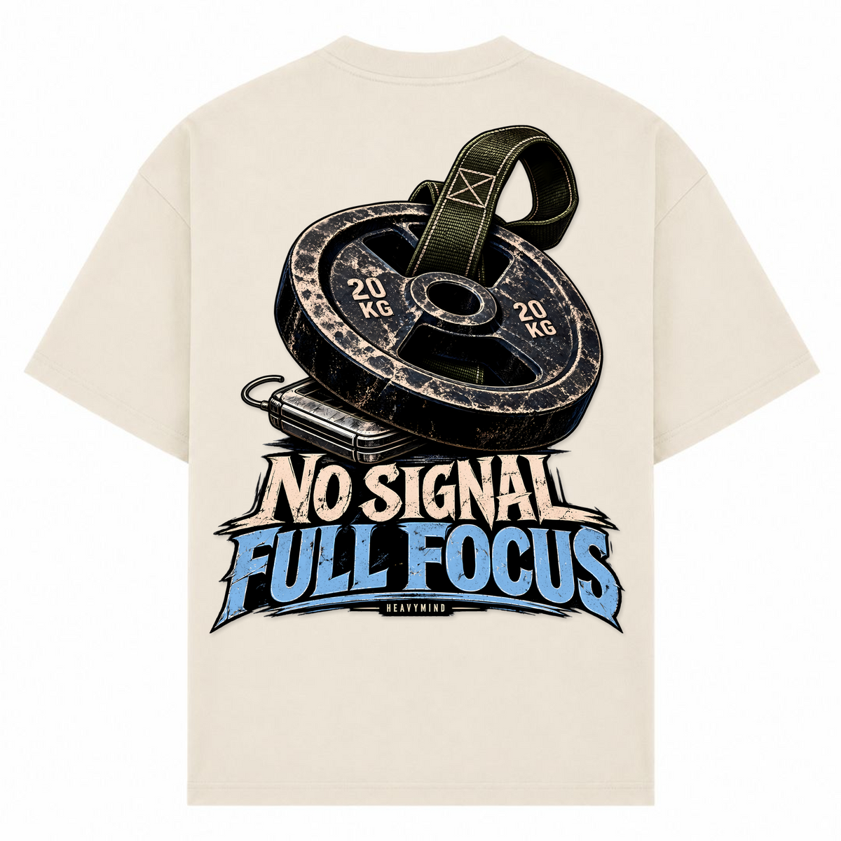 No Signal, Full Focus – Oversized Tee in Sand, Rückansicht | Heavy Mind