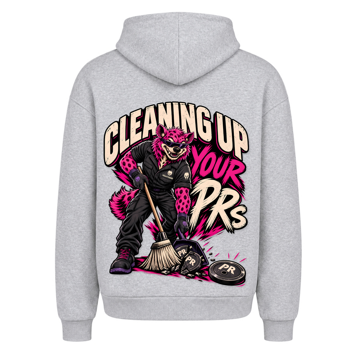 Cleaning Up Your PRs – Heavy Oversized Hoodie in Heather Grey, Rückansicht | Heavy Mind