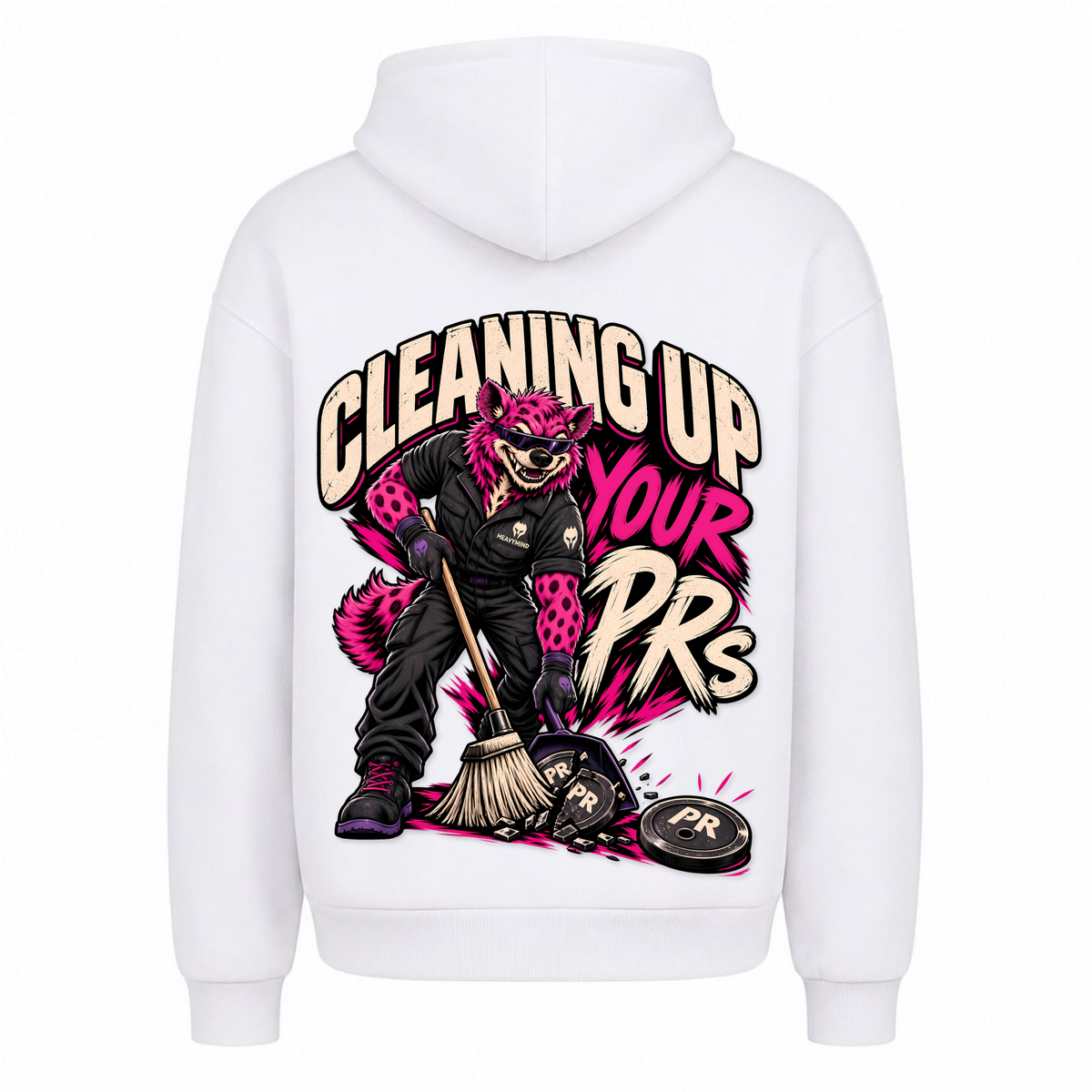 Cleaning Up Your PRs – Heavy Oversized Hoodie in Weiß, Rückansicht | Heavy Mind