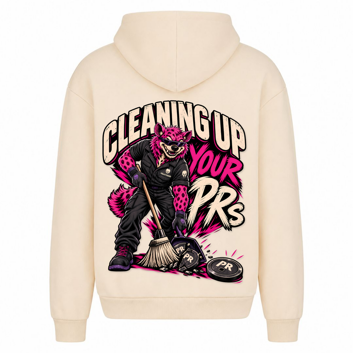 Cleaning Up Your PRs – Heavy Oversized Hoodie in White Sand, Rückansicht | Heavy Mind
