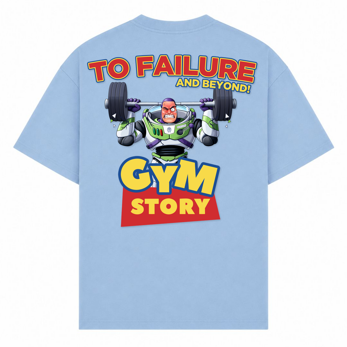 To Failure and Beyond – Gym Story – Oversized Tee in Powder Blue, Rückansicht | Heavy Mind