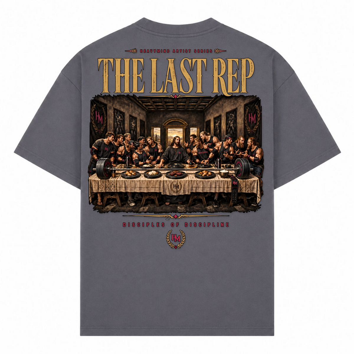 The Last Rep – Oversized Tee in Dark Grey, Rückansicht | Heavy Mind