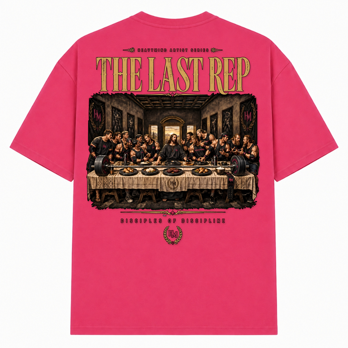 The Last Rep – Oversized Tee in Hibiskus Pink, Rückansicht | Heavy Mind