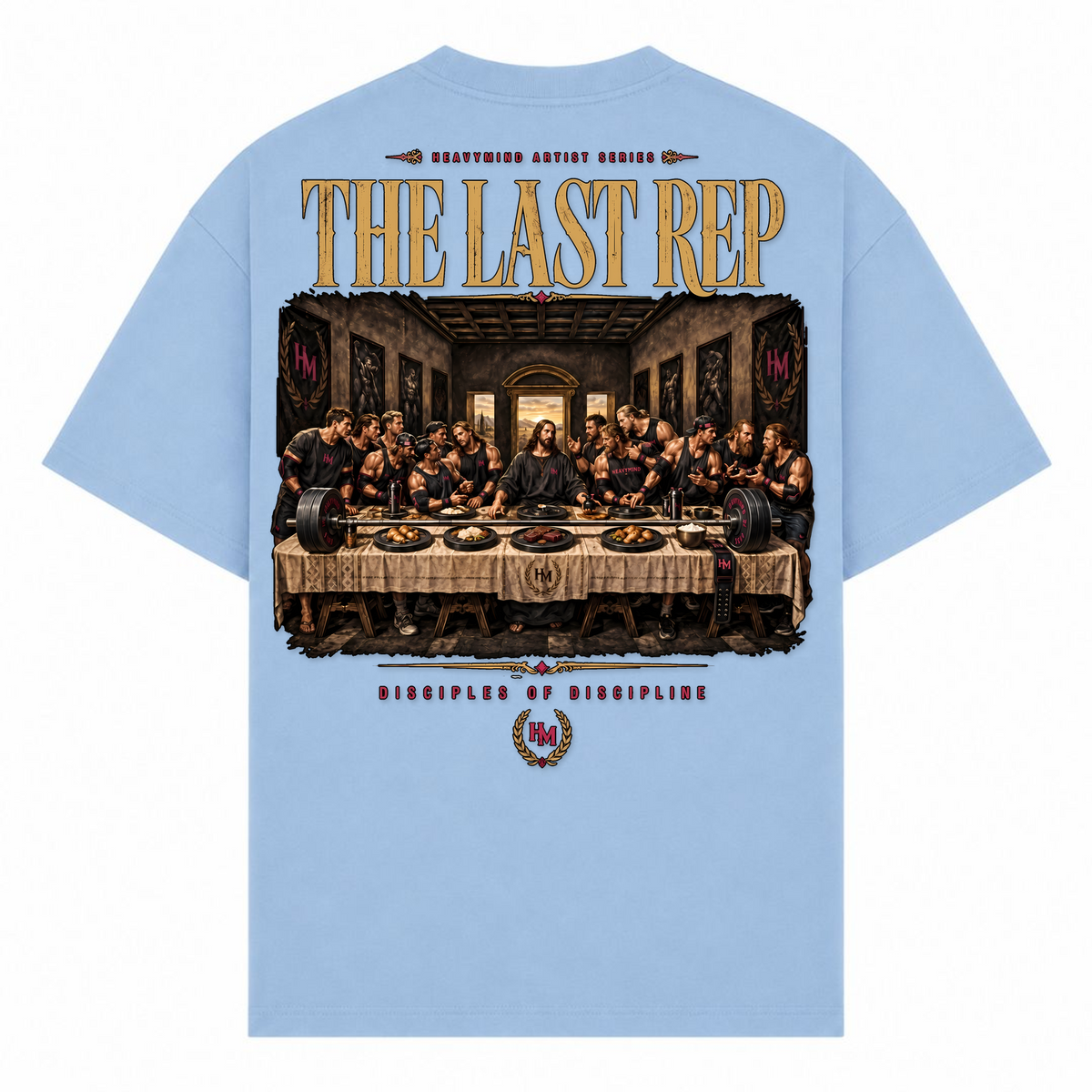 The Last Rep – Oversized Tee in Powder Blue, Rückansicht | Heavy Mind