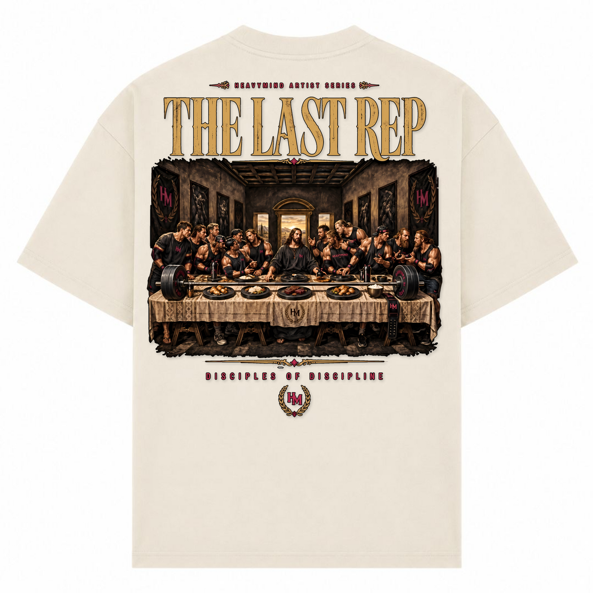 The Last Rep – Oversized Tee in Sand, Rückansicht | Heavy Mind