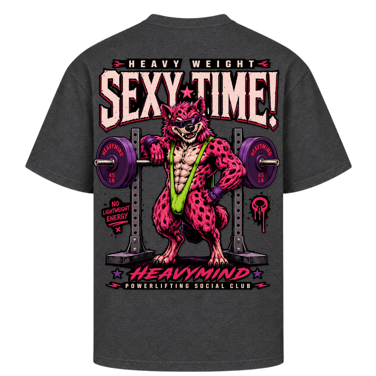 Heavy Weight Sexy Time – Oversized Tee in Charcoal (Heather), Rückansicht | Heavy Mind