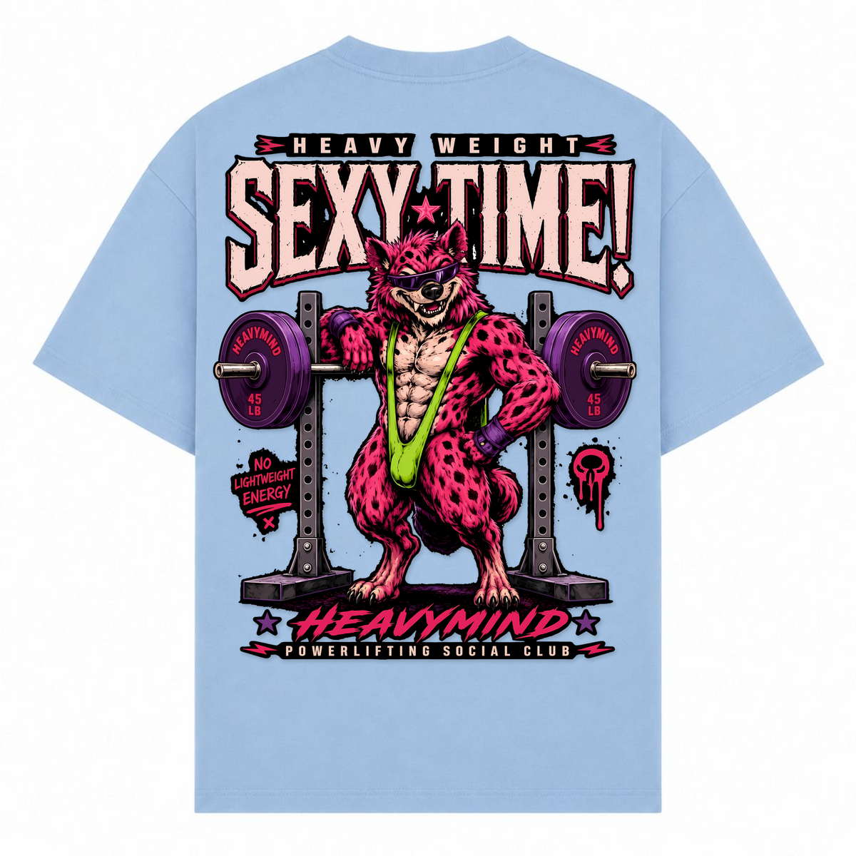 Heavy Weight Sexy Time – Oversized Tee in Powder Blue, Rückansicht | Heavy Mind