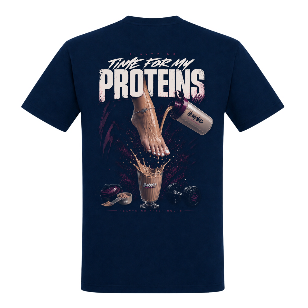 Time for My Proteins – Heavy Shirt in French Navy, Rückansicht | Heavy Mind