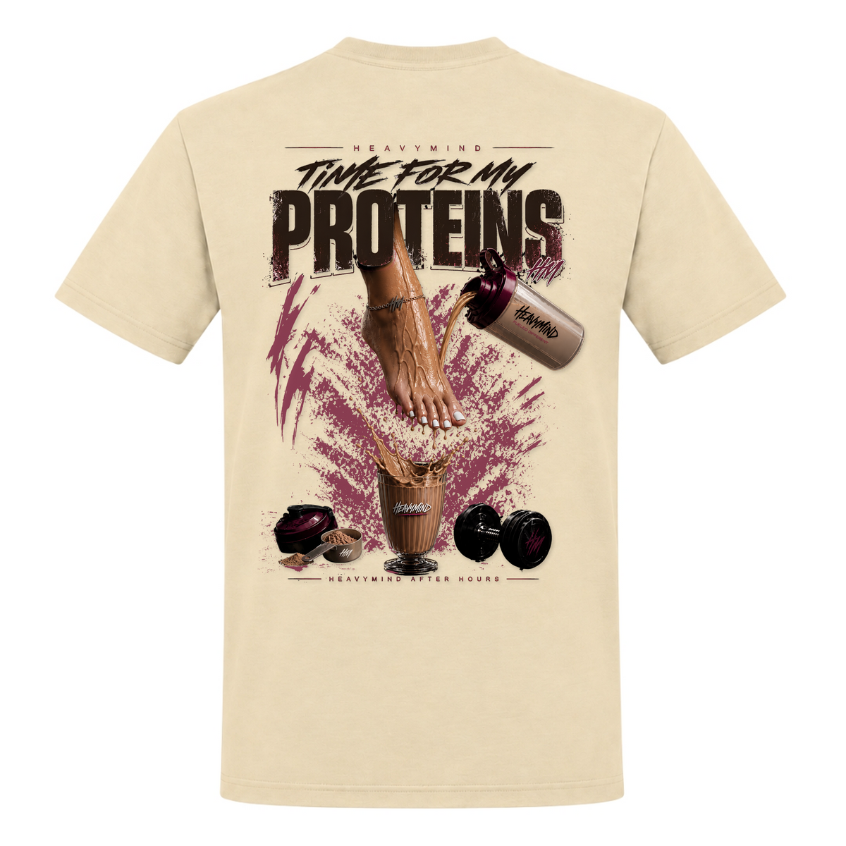 Time for My Proteins – Heavy Shirt in Natural, Rückansicht | Heavy Mind