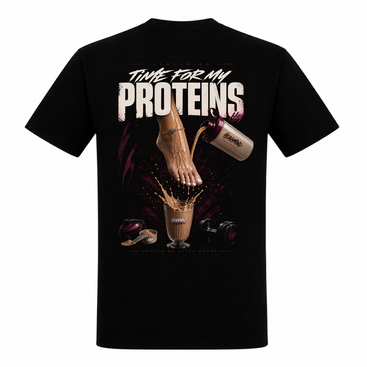 Time for My Proteins – Heavy Shirt in Schwarz, Rückansicht | Heavy Mind