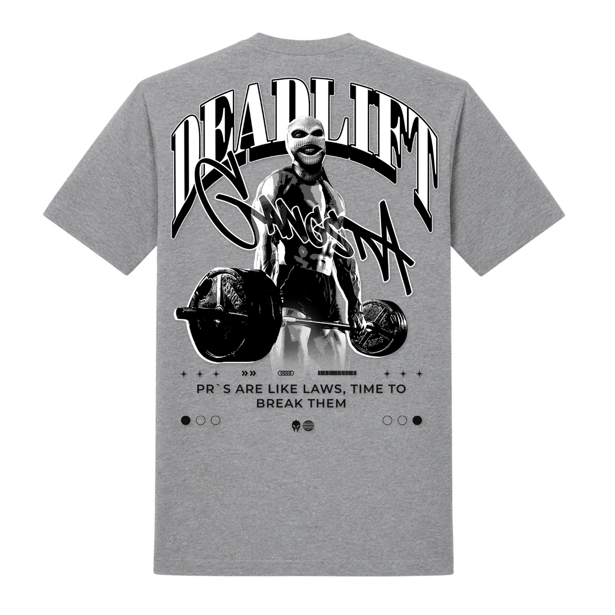 Deadlift Gangsta – Heavy Shirt in Grey Melange, Rückansicht | Heavy Mind
