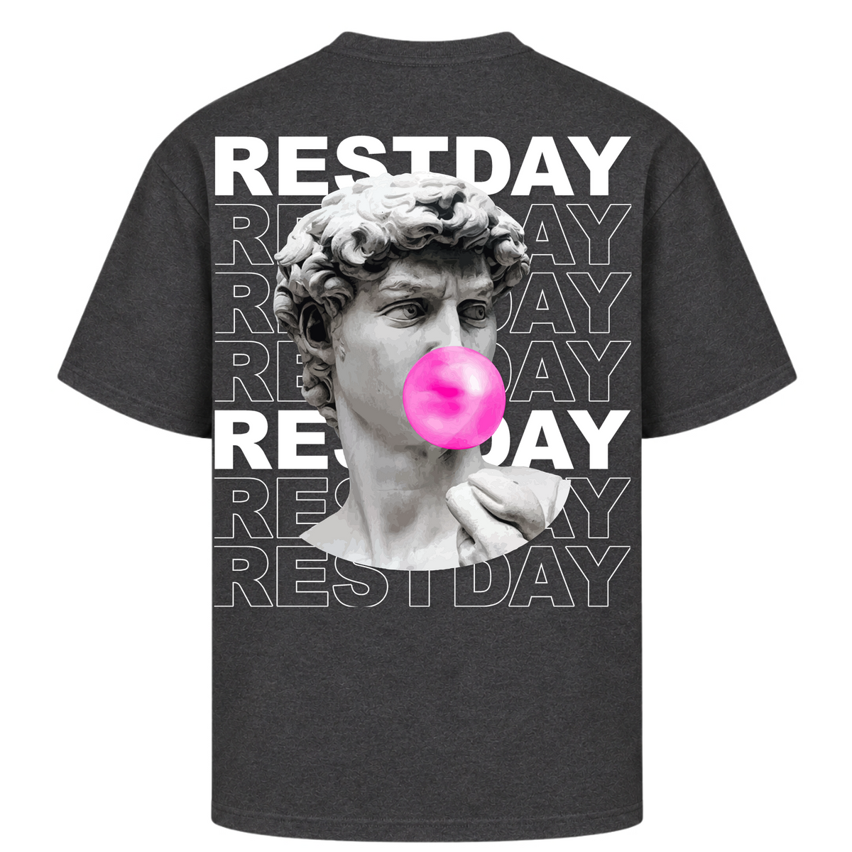 Restday – Oversized Tee in Charcoal (Heather), Rückansicht | Heavy Mind