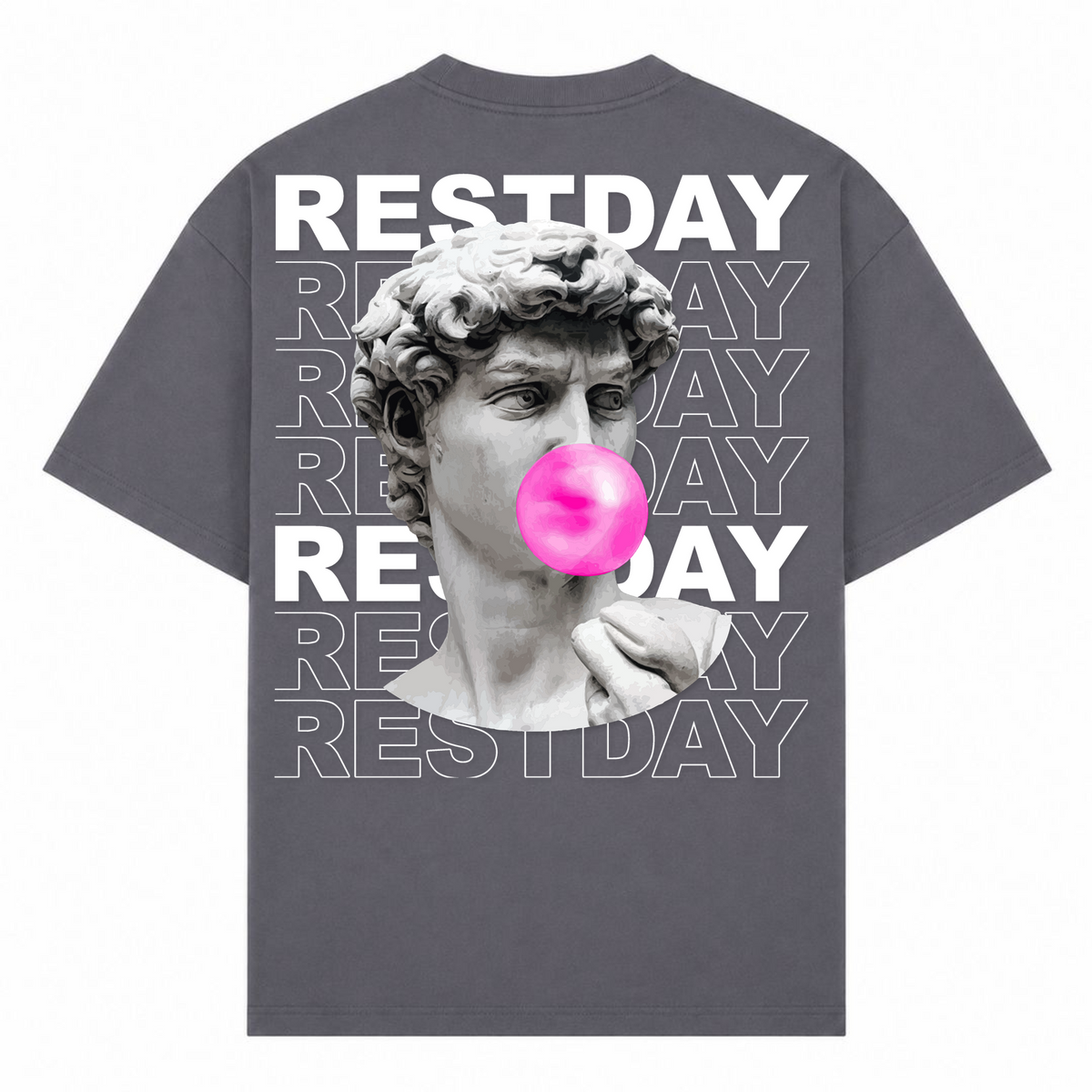 Restday – Oversized Tee in Dark Grey, Rückansicht | Heavy Mind