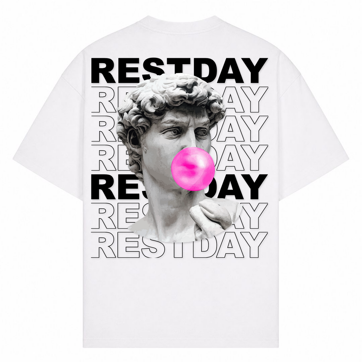 Restday – Oversized Tee in Weiß, Rückansicht | Heavy Mind