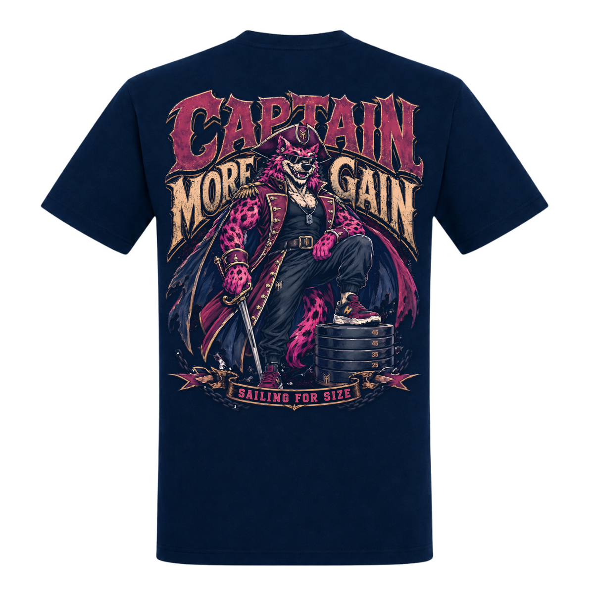 Captain More Gain – Heavy Shirt in French Navy, Rückansicht | Heavy Mind