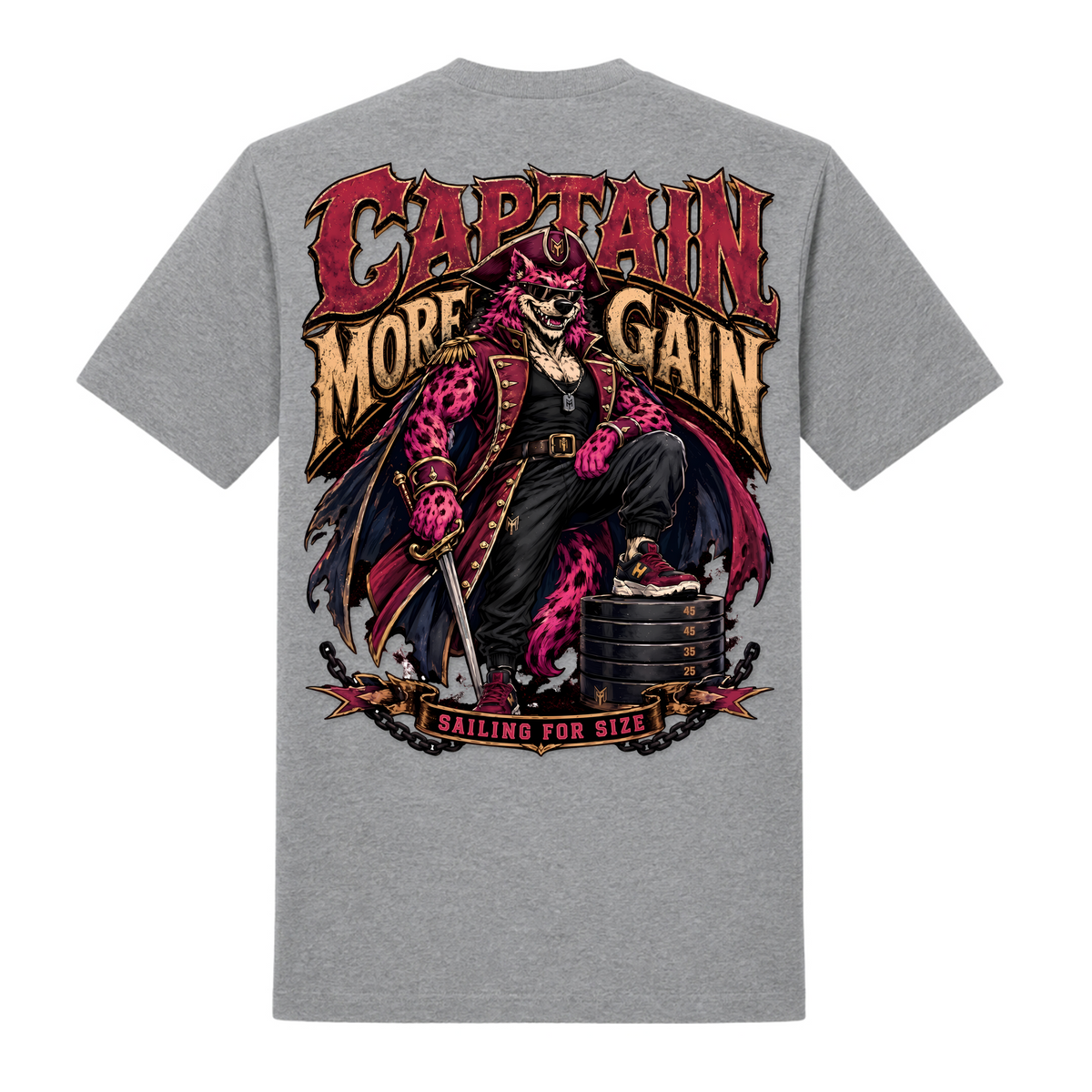 Captain More Gain – Heavy Shirt in Grey Melange, Rückansicht | Heavy Mind