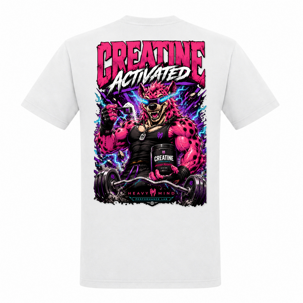 Creatine Activated – Heavy Shirt in Weiß, Rückansicht | Heavy Mind