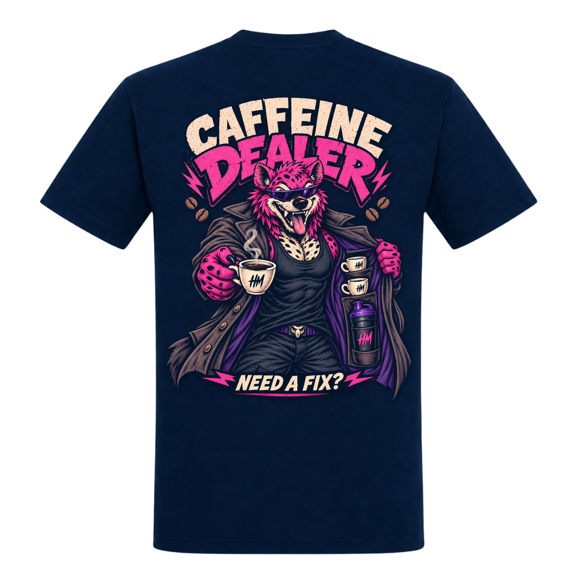 Caffeine Dealer – Need a Fix? – Heavy Shirt in French Navy, Rückansicht | Heavy Mind