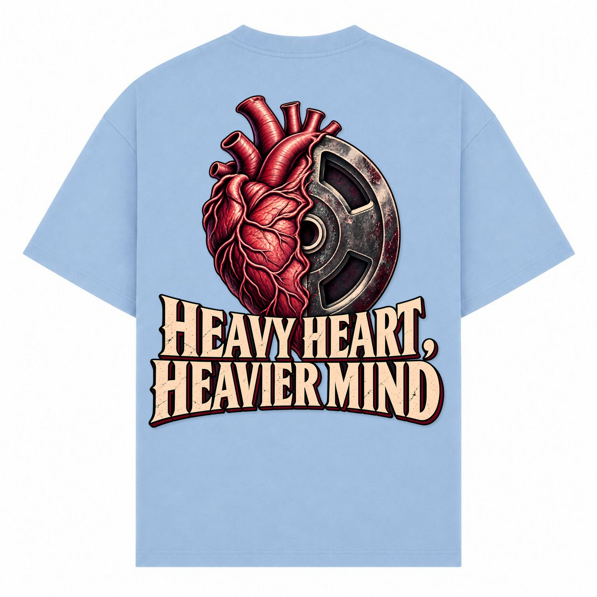 Heavy Heart, Heavier Mind – Oversized Tee in Powder Blue, Rückansicht | Heavy Mind