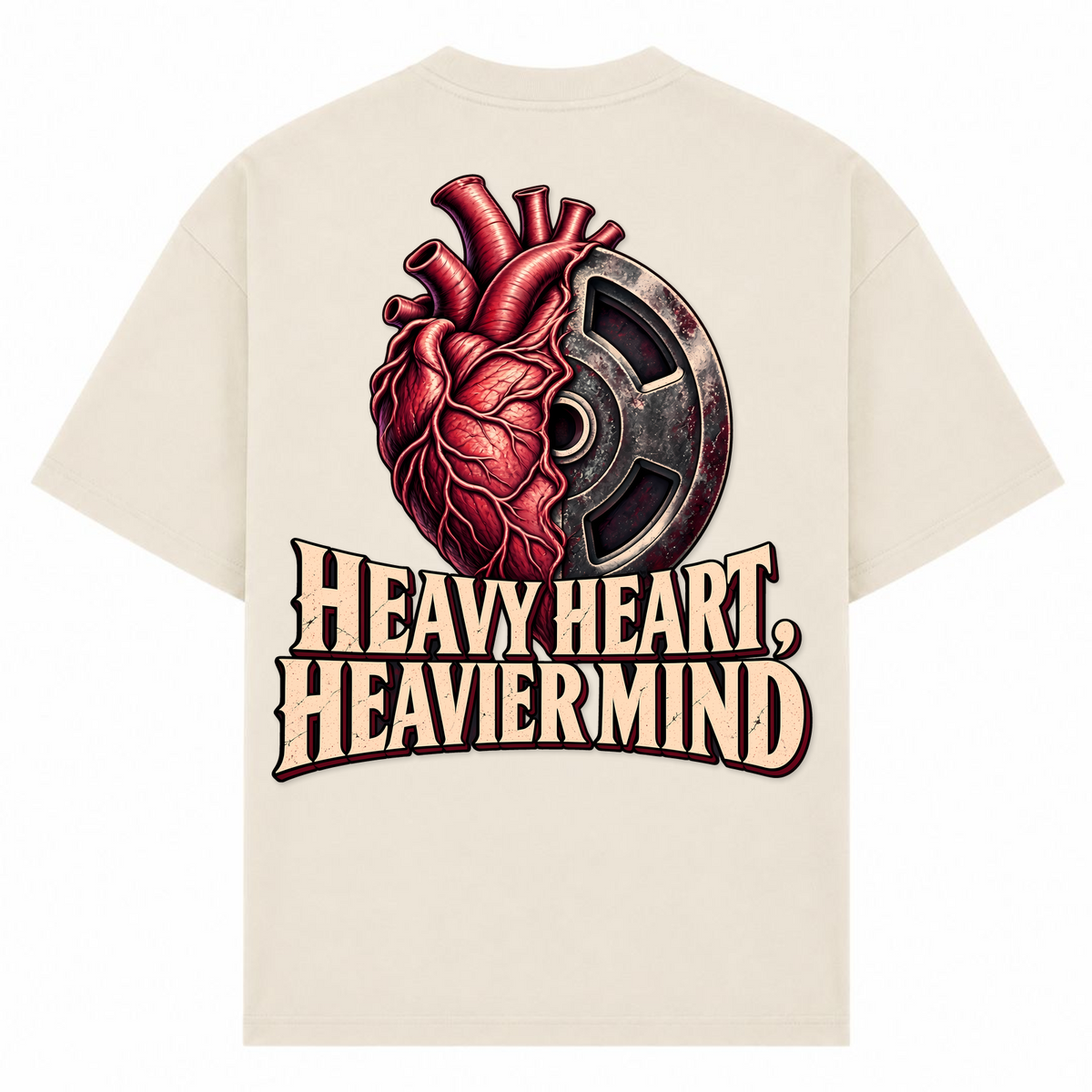 Heavy Heart, Heavier Mind – Oversized Tee in Sand, Rückansicht | Heavy Mind