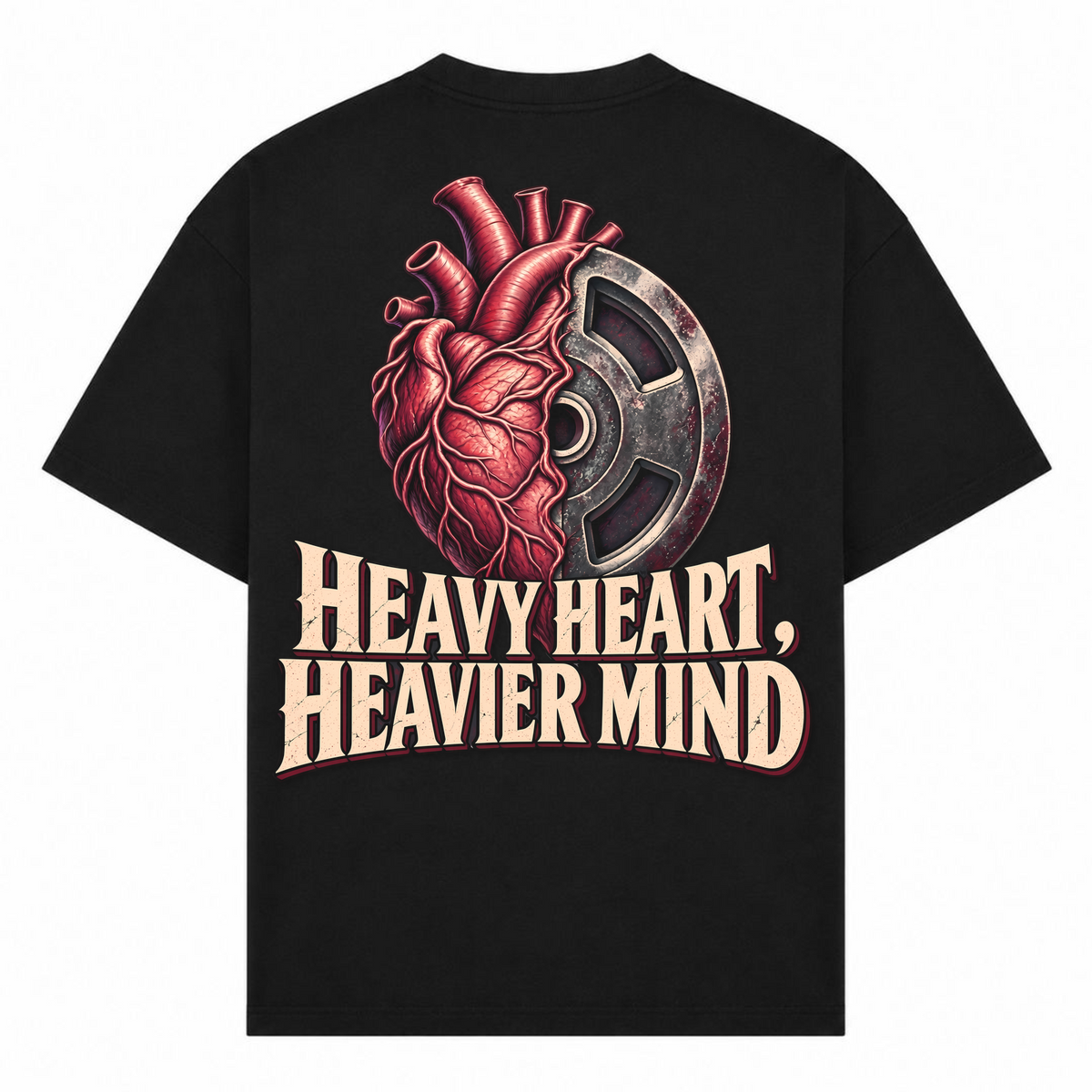 Heavy Heart, Heavier Mind – Oversized Tee in Schwarz, Rückansicht | Heavy Mind