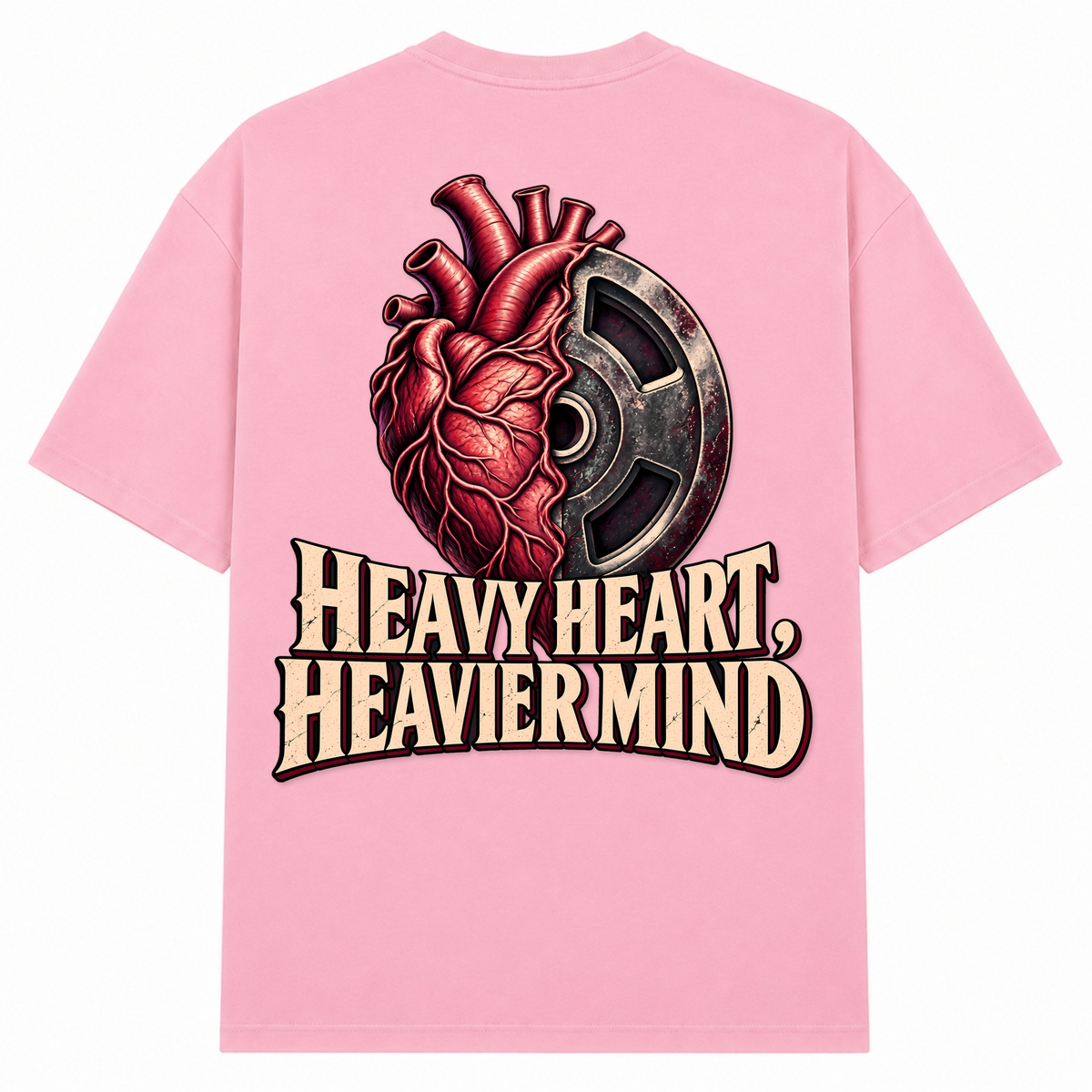 Heavy Heart, Heavier Mind – Oversized Tee in Soft Pink, Rückansicht | Heavy Mind