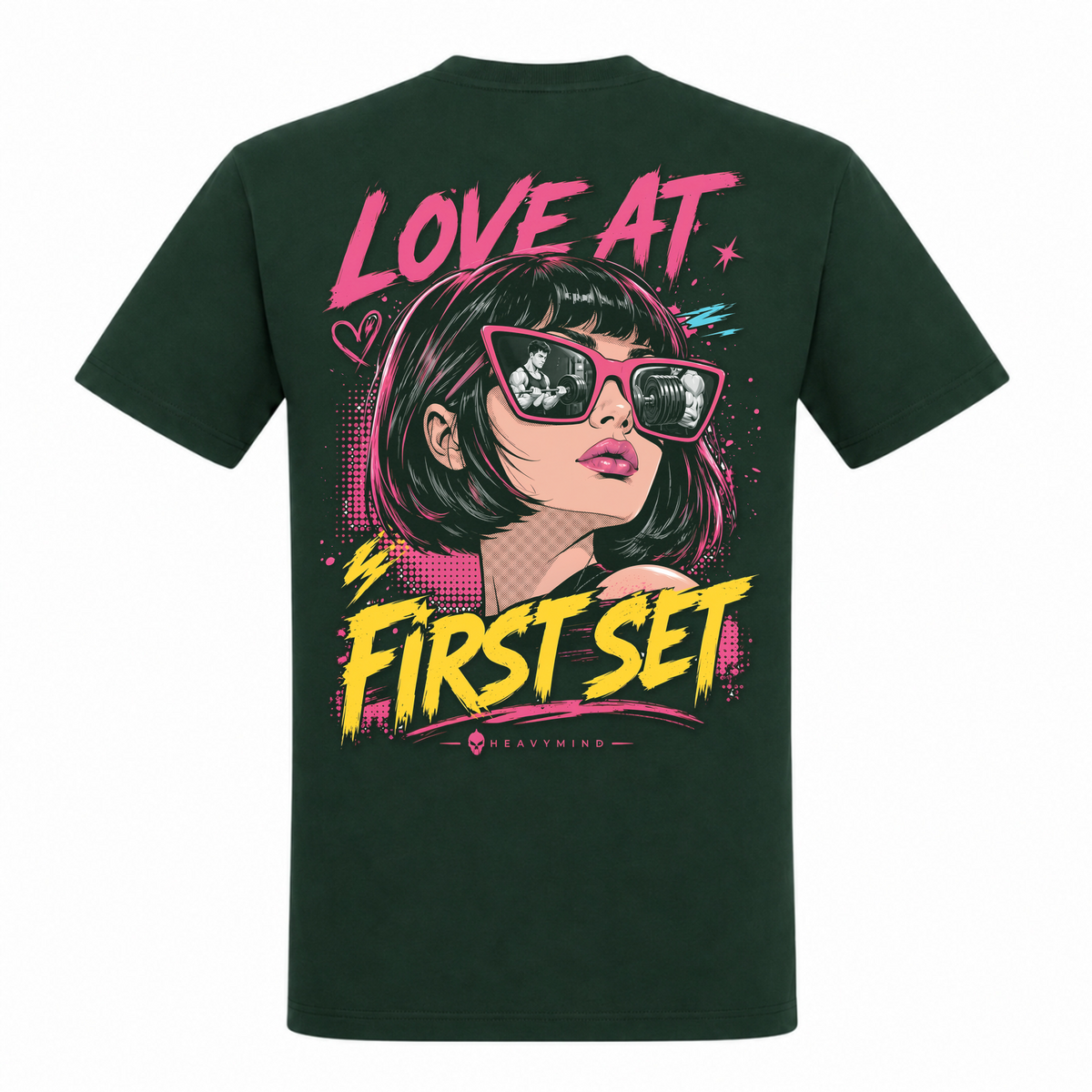 Love at First Set – Heavy Shirt in Bottle Green, Rückansicht | Heavy Mind