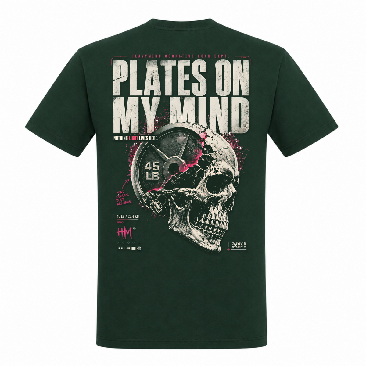 Plates on My Mind – Heavy Shirt in Bottle Green, Rückansicht | Heavy Mind