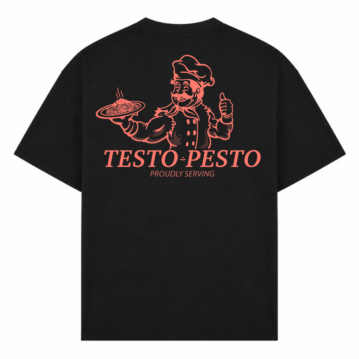Testo Pesto – Oversized Tee in Schwarz, Rückansicht | Heavy Mind