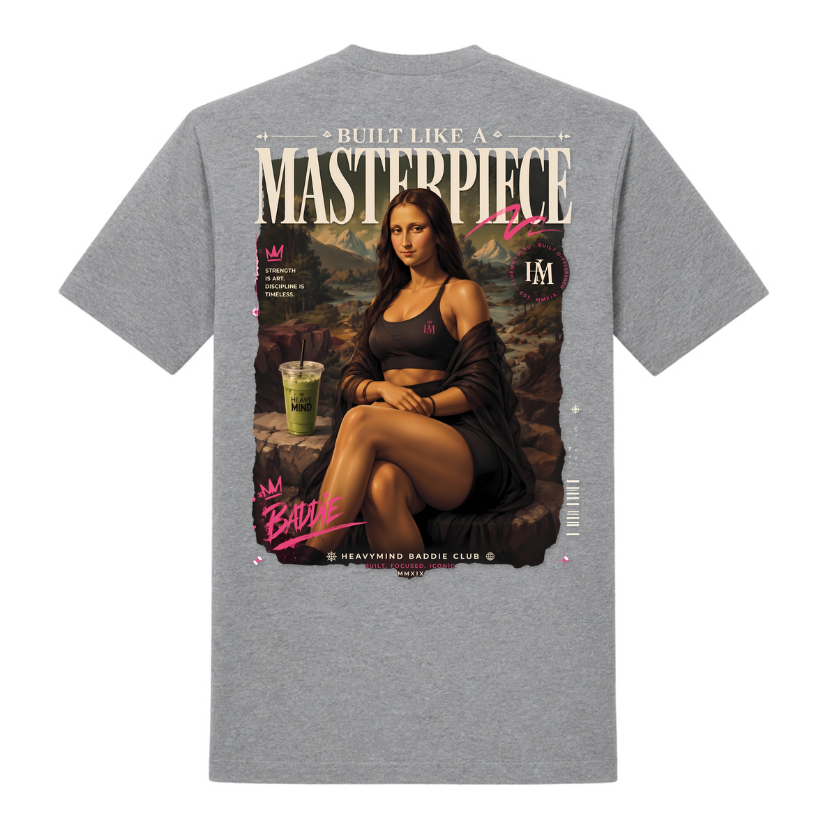 Built Like a Masterpiece – Heavy Shirt in Grey Melange, Rückansicht | Heavy Mind