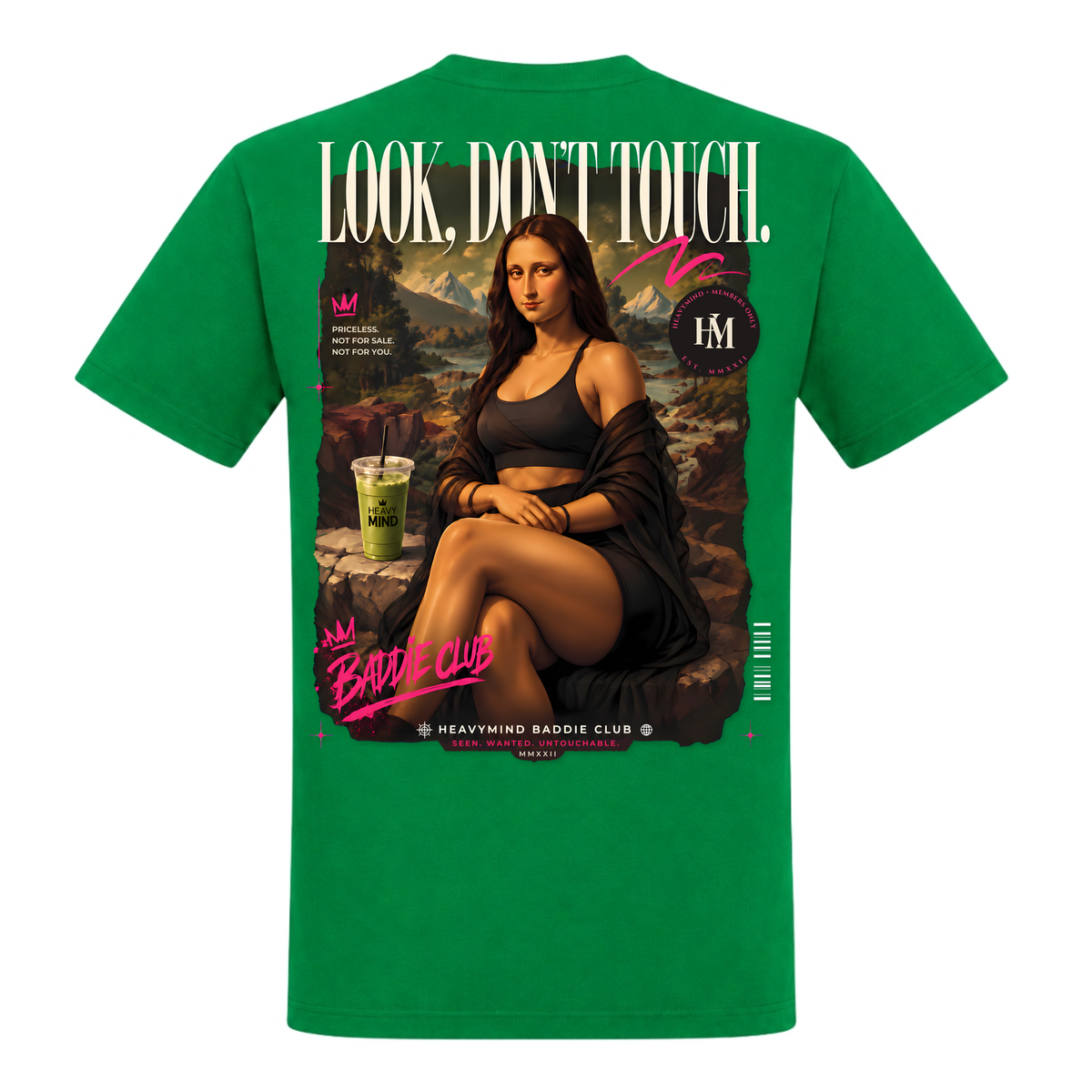 Look, Don't Touch – Heavy Shirt in Kelly Green, Rückansicht | Heavy Mind
