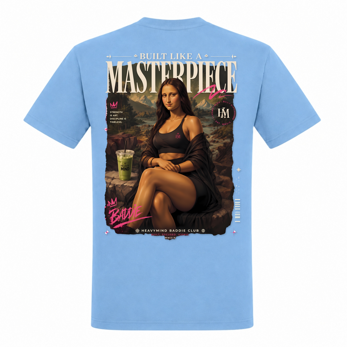 Built Like a Masterpiece – Heavy Shirt in Sky Blue, Rückansicht | Heavy Mind