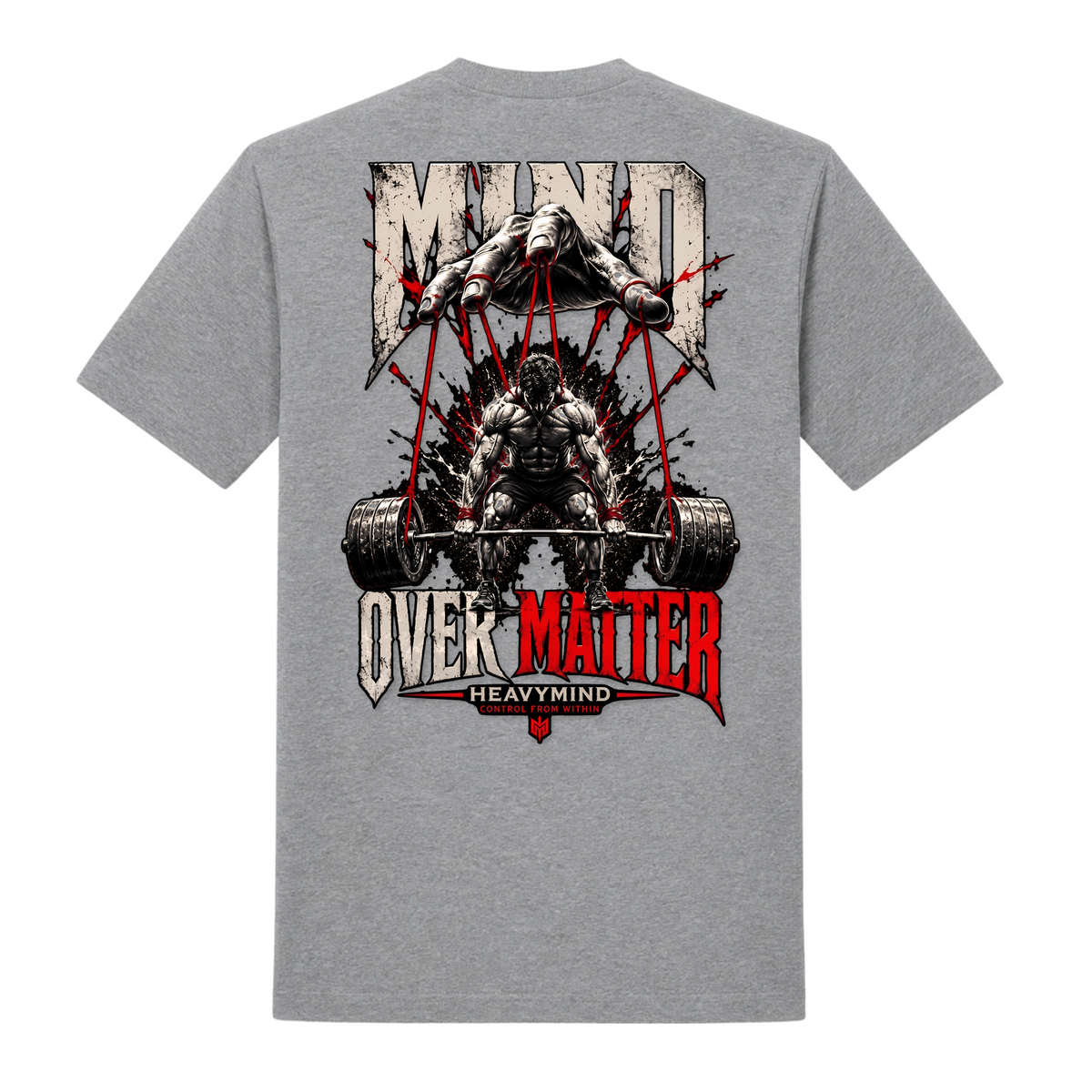 Mind Over Matter – Heavy Shirt in Grey Melange, Rückansicht | Heavy Mind