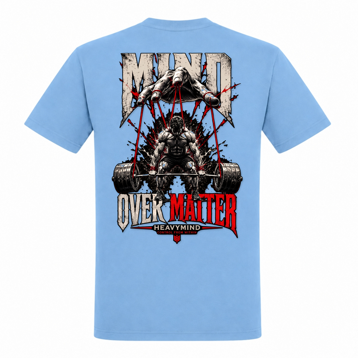 Mind Over Matter – Heavy Shirt in Sky Blue, Rückansicht | Heavy Mind