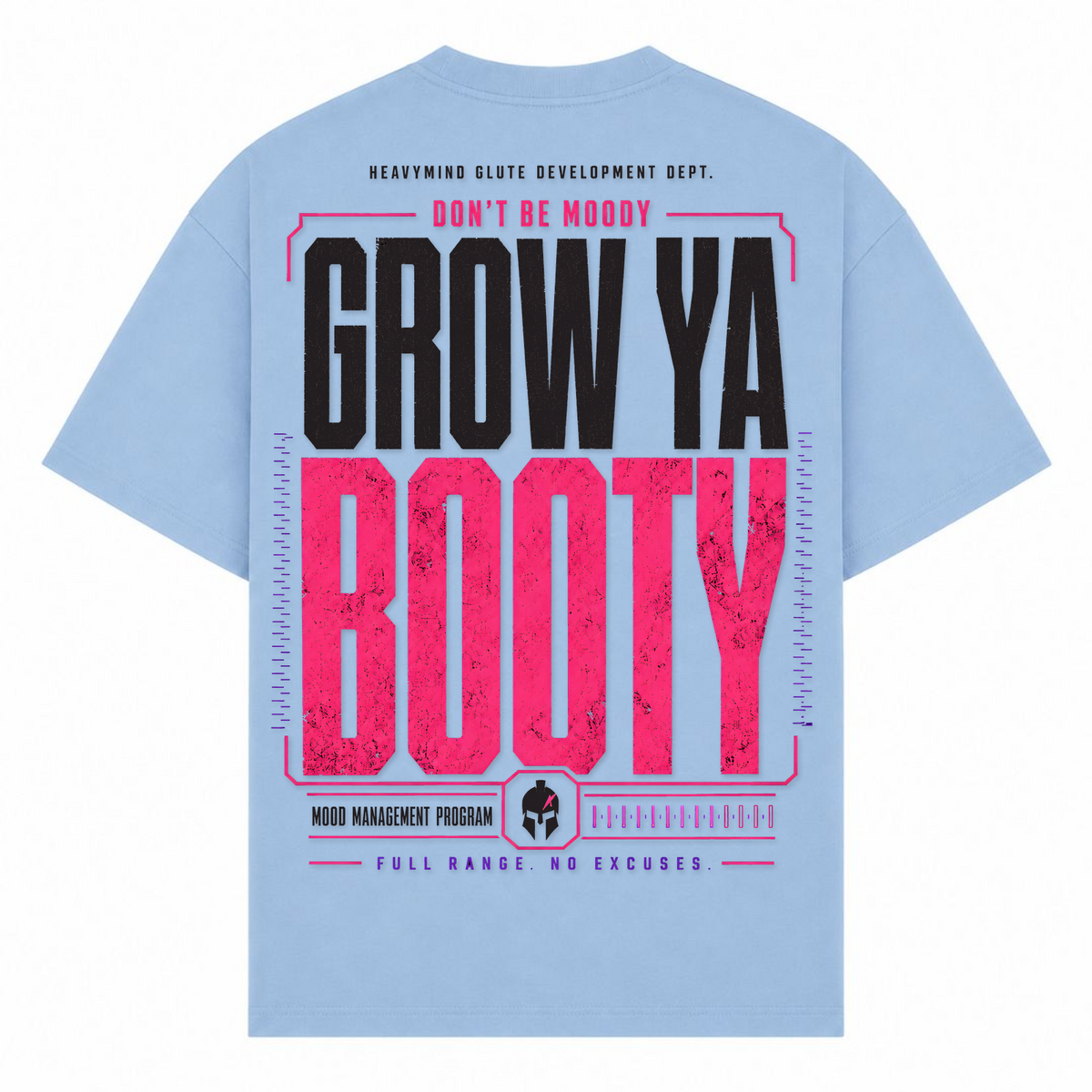 Grow Ya Booty – Oversized Tee in Powder Blue, Rückansicht | Heavy Mind