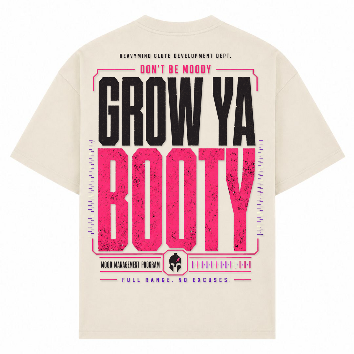 Grow Ya Booty – Oversized Tee in Sand, Rückansicht | Heavy Mind