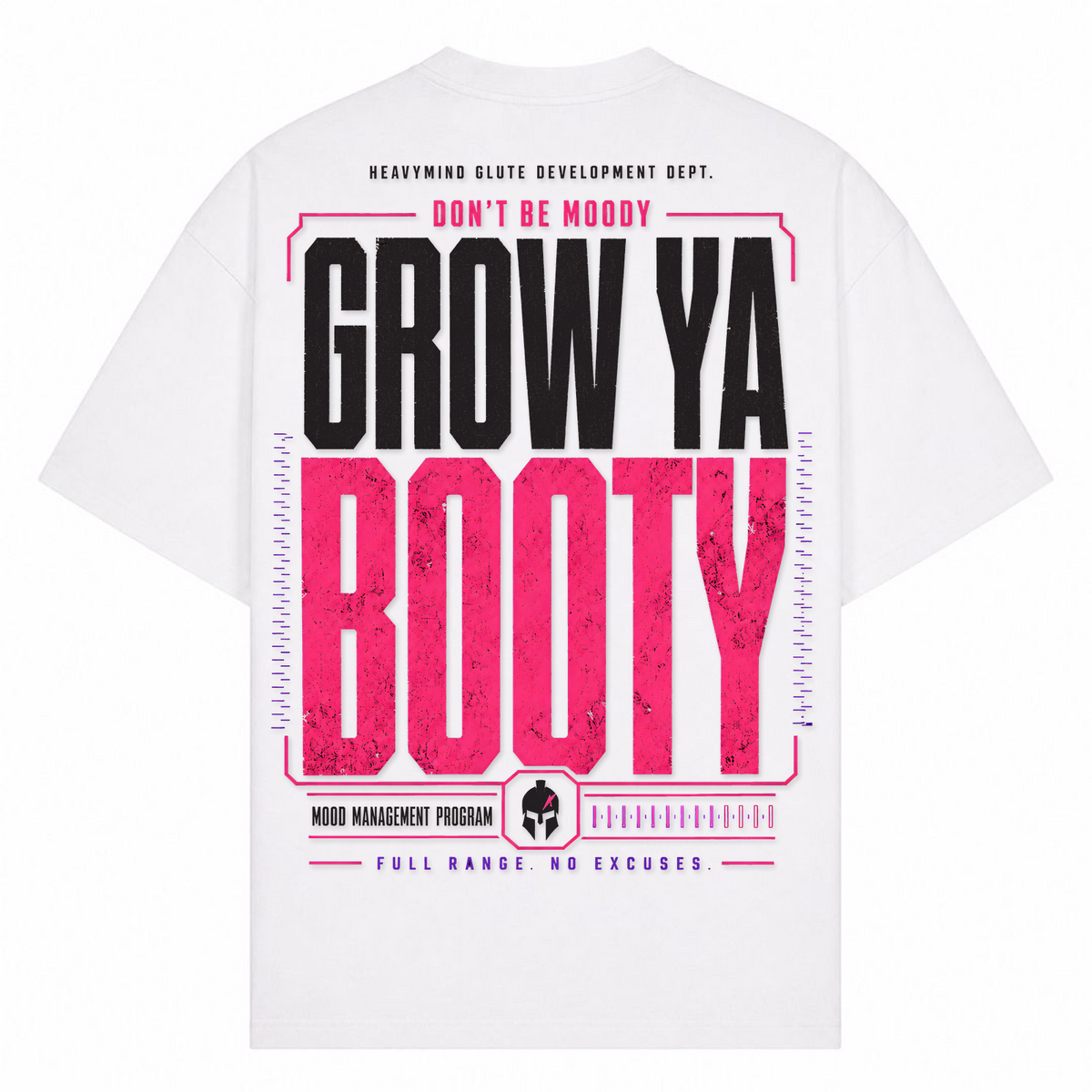 Grow Ya Booty – Oversized Tee in Weiß, Rückansicht | Heavy Mind