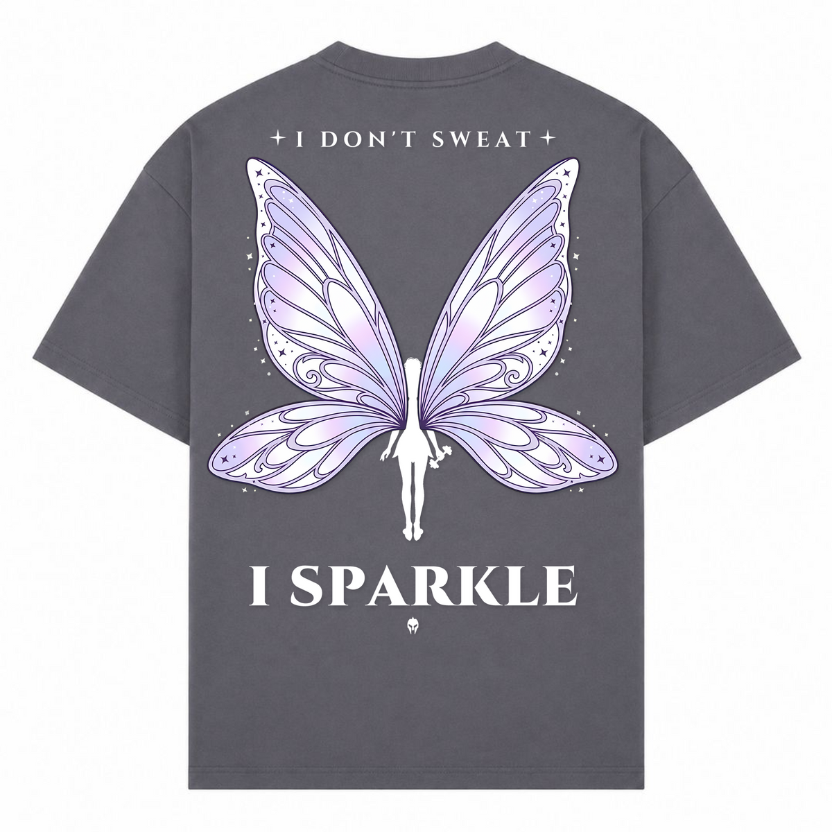 I Don't Sweat, I Sparkle – Oversized Tee in Dark Grey, Rückansicht | Heavy Mind