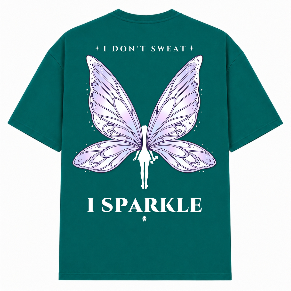 I Don't Sweat, I Sparkle – Oversized Tee in Green, Rückansicht | Heavy Mind
