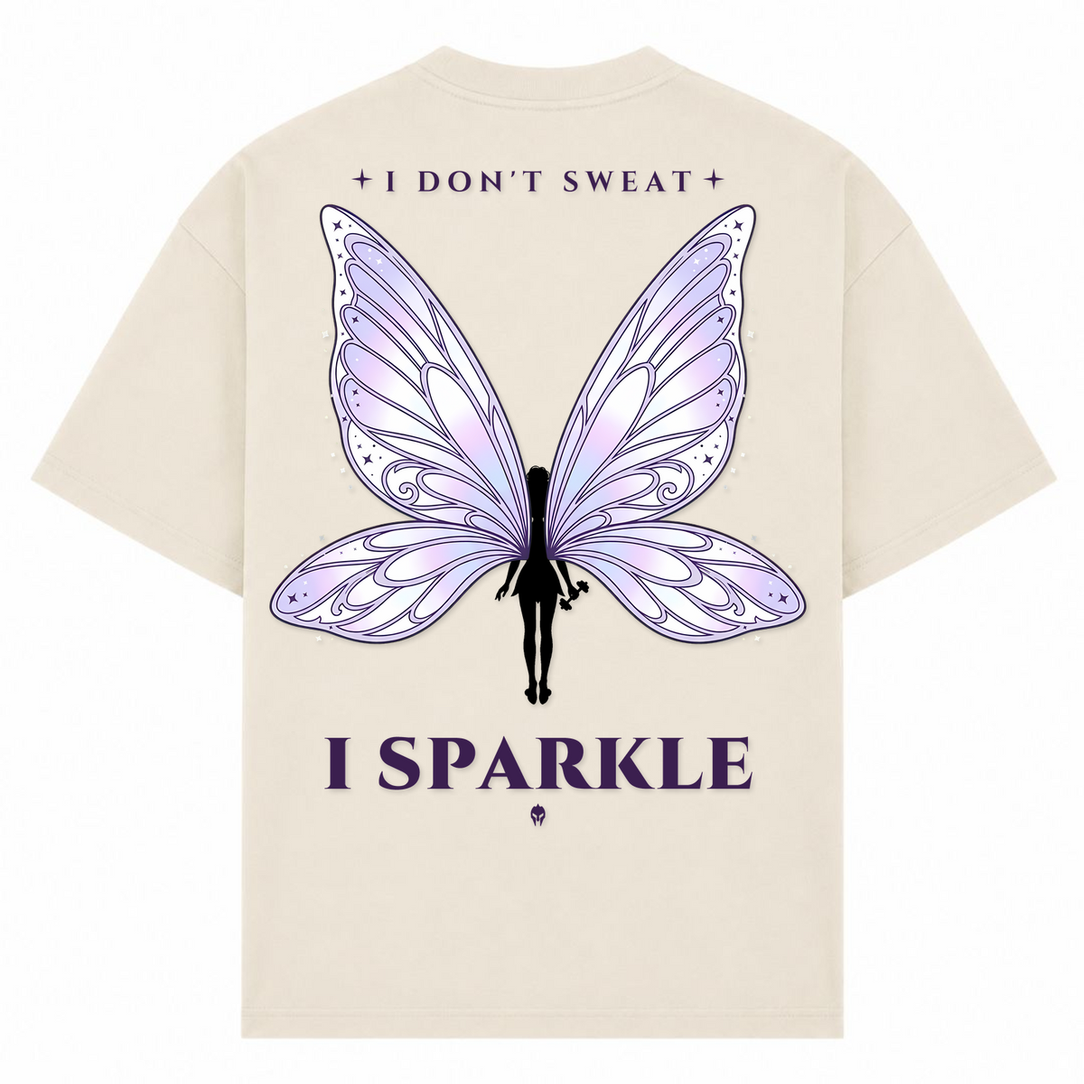 I Don't Sweat, I Sparkle – Oversized Tee in Sand, Rückansicht | Heavy Mind